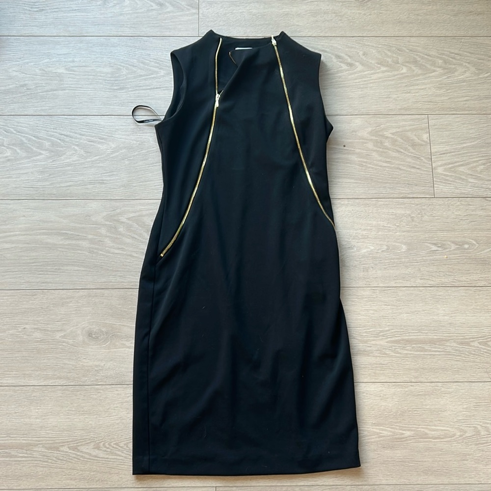 Calvin Klein zipper mini dress - black, size 6